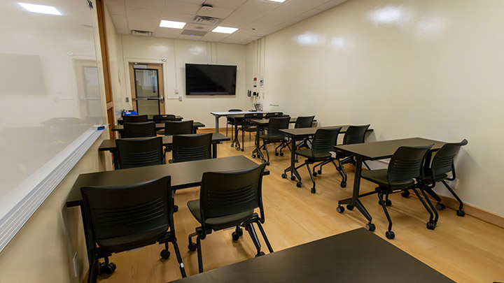 Classroom view from back and screen