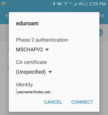 Connect to the eduroam network