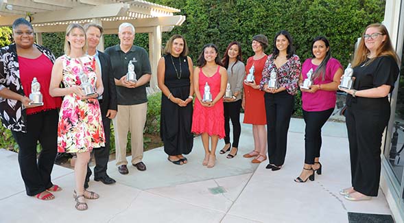 The 2022 SDSU Presidential Staff Excellence Award recipients were honored at University House by President Adela de la Torre.