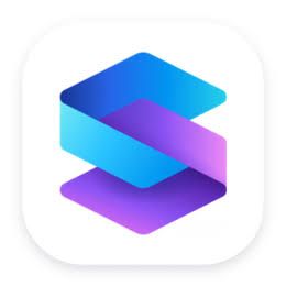 Icon with interlinking folds making an S shape